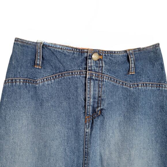Ralph Lauren Denim Maxi Skirt 0 USA Made Y2K Long Modest Western Jean Blue - Picture 6 of 10